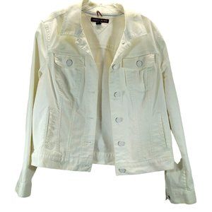 Tommy Hilfiger White Denim Jacket Size: Large